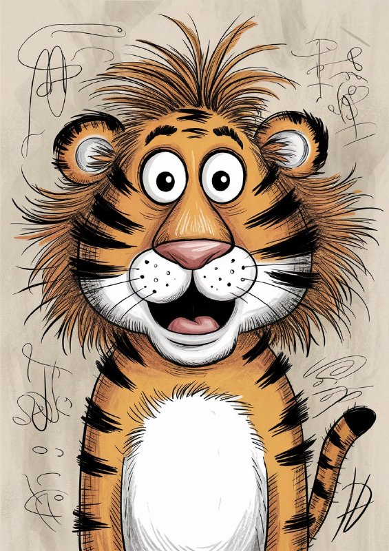 Colour graphite pencil drawing of a happy shaggy lion | Canvas