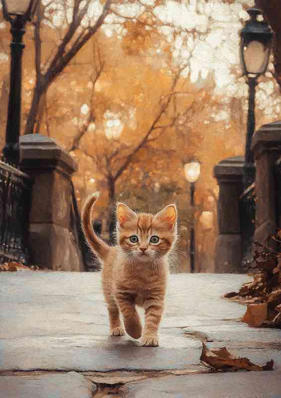Kitten walks along the road in New Yorks Central Park | Di-Bond