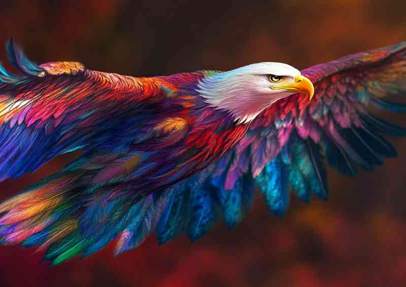 Eagle in flight its feathers swirling | Di-Bond