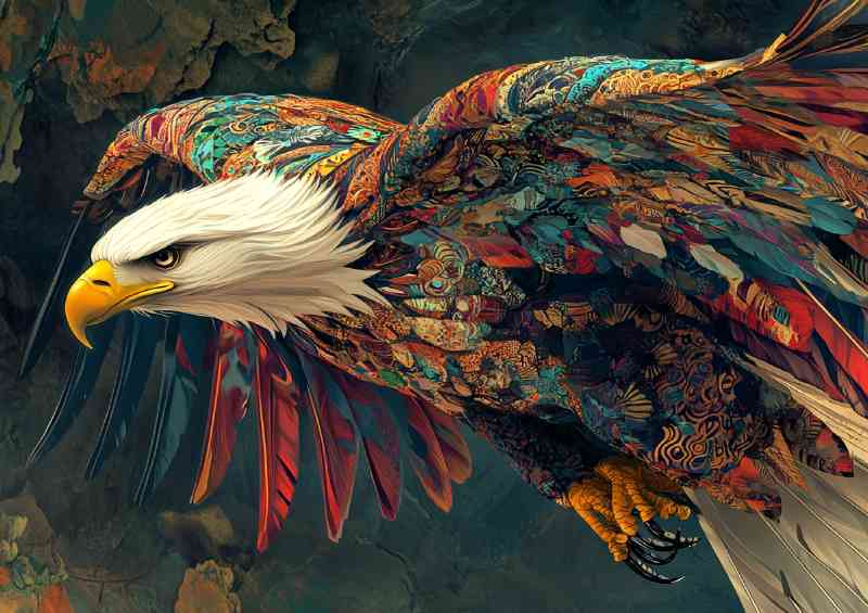Eagle soaring high in the sky its wings spread | Canvas