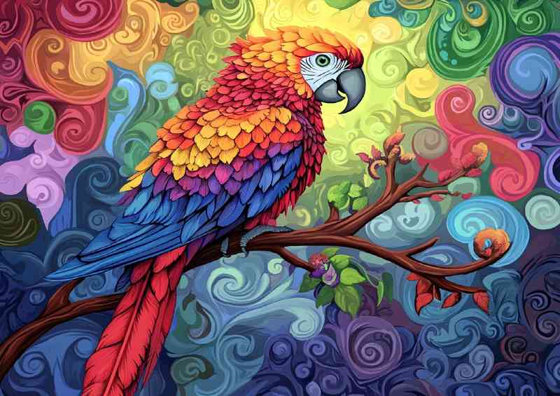 Parrot sitting on a tree branch | Metal Poster