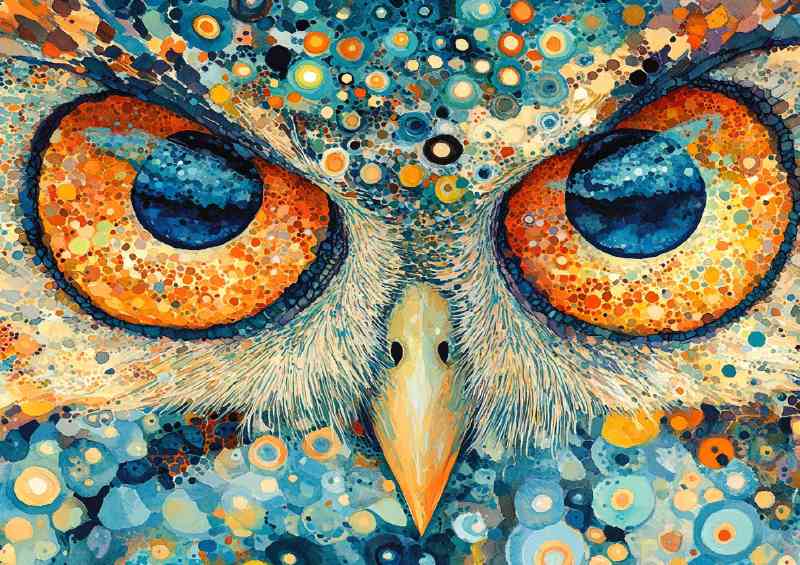 Watercolor painting of owl eyes | Metal Poster