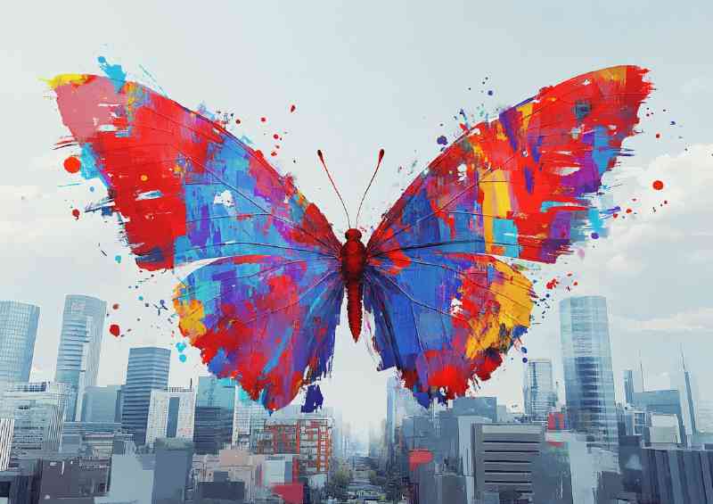 Colorful butterfly with wings made of paint | Poster