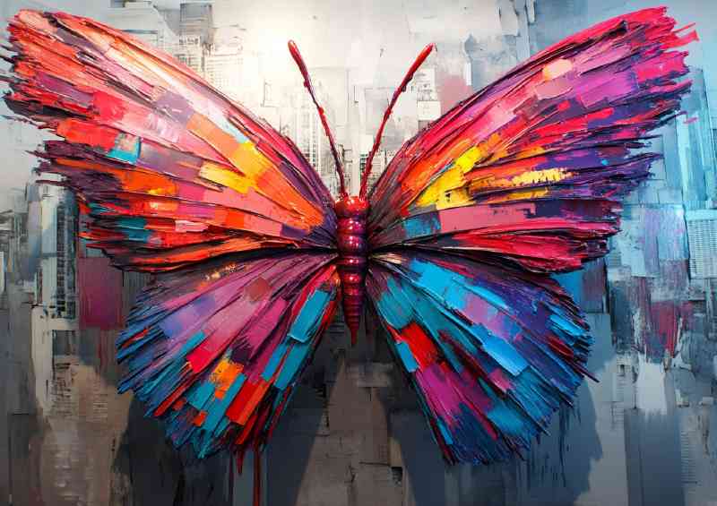 Colorful butterfly with wings painted | Metal Poster