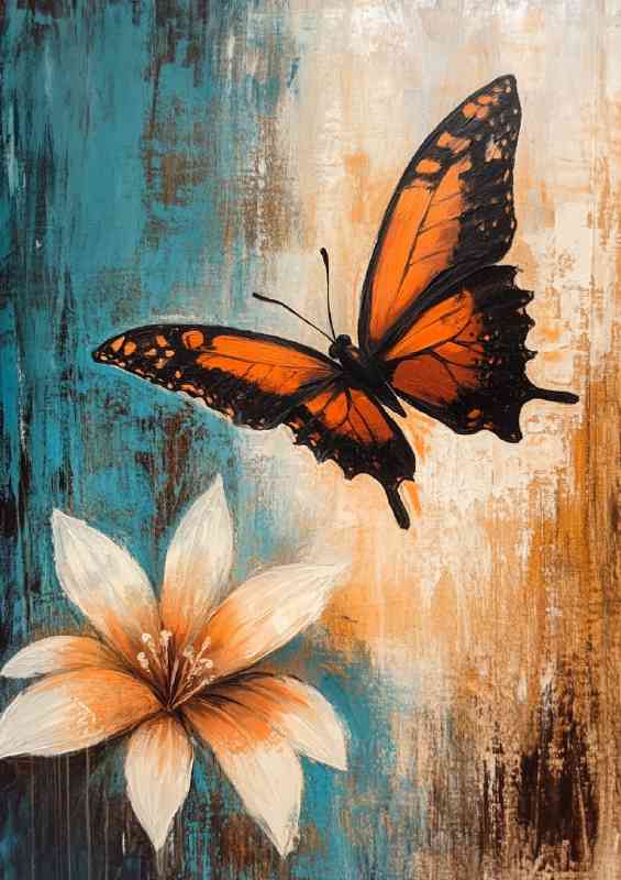 Butterfly with orange and black wings resting | Di-Bond