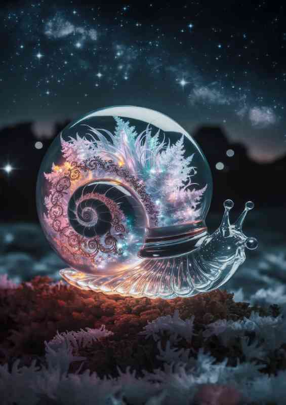 Magical transparent snail at night | Canvas