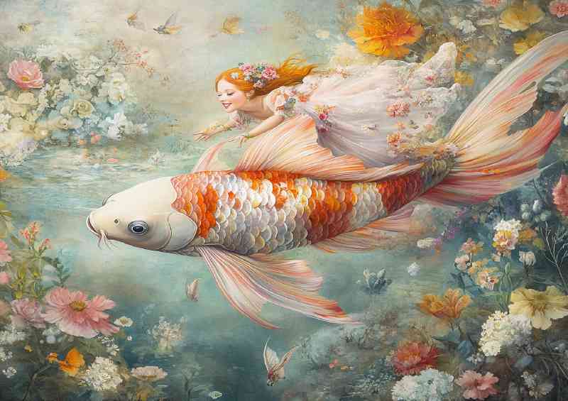 Koi fish with wings colorful and detailed | Canvas