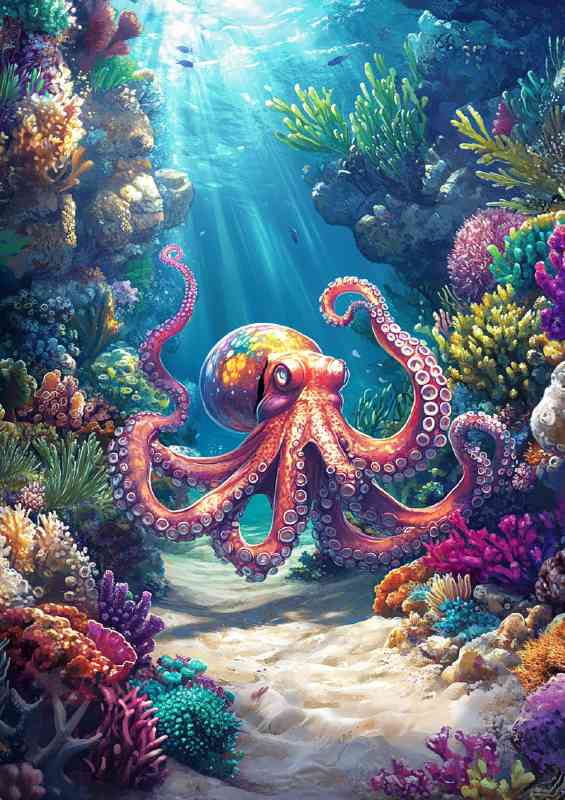 Colorful octopus in the ocean | Di-Bond