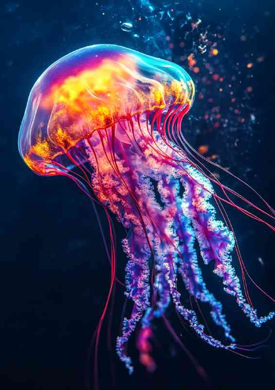 Jellyfish colorful vibrant oil painting | Poster