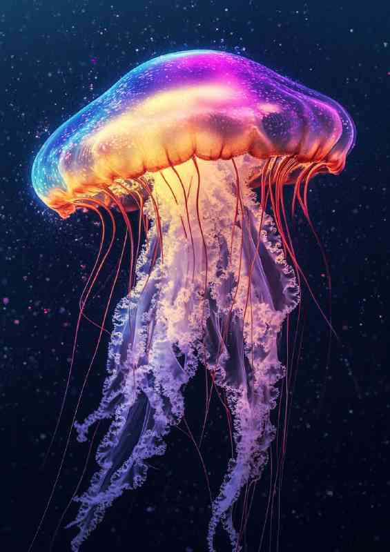 Jellyfish colorful vibrant oil painting high detail | Metal Poster