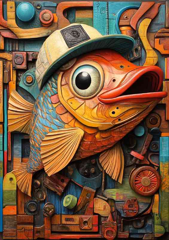 Surreal painting of an anthropomorphic fish | Metal Poster