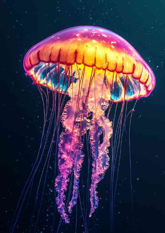 jellyfish full body shot detailed vibrant colorful | Di-Bond