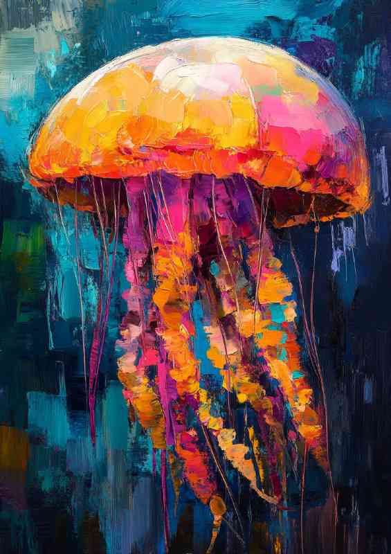 jellyfish oil painting abstract large brush strokes | Canvas