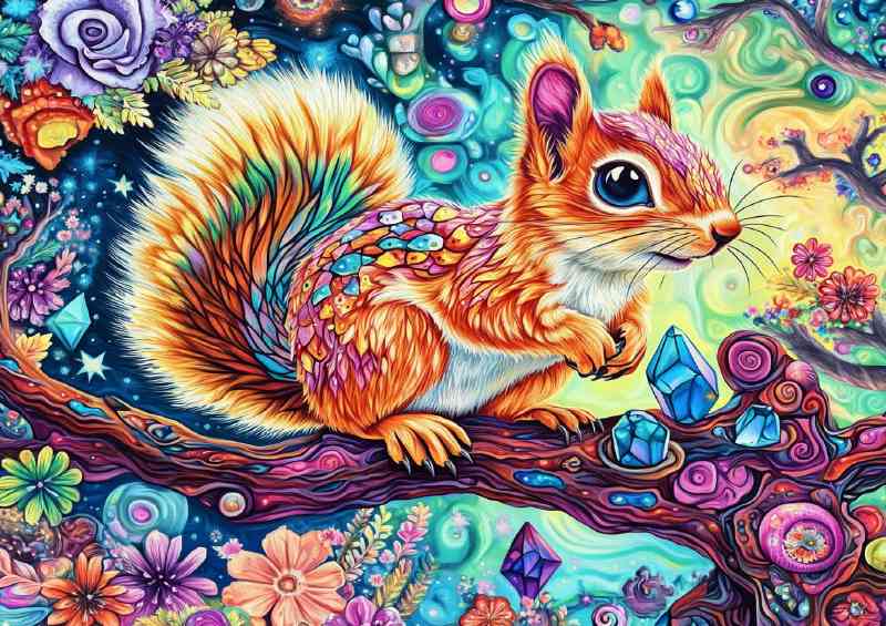 A colorful squirrel detailed psychedelic style painting | Di-Bond