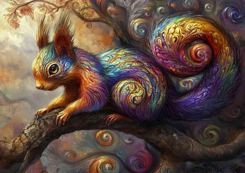 Colorful art of an iridescent squirrel | Metal Poster
