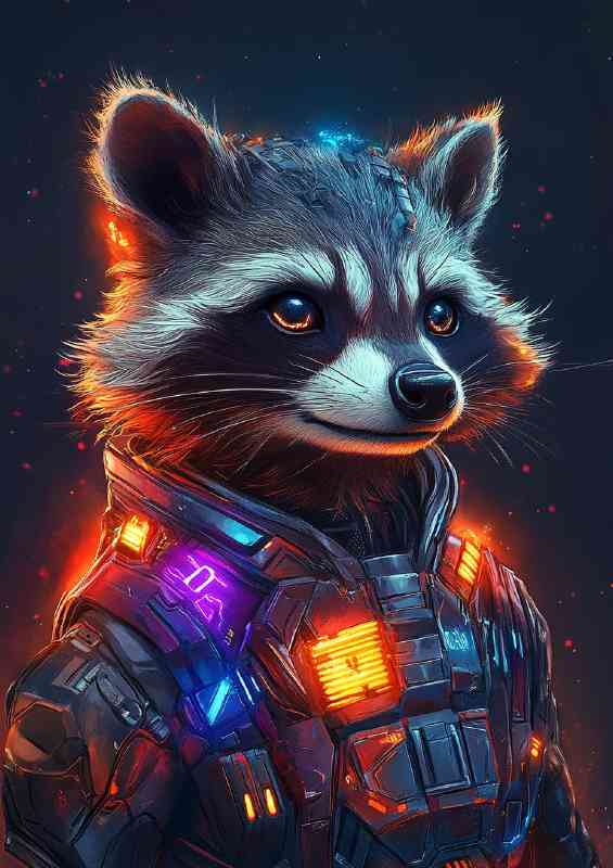 A cute cyberpunk rocket raccoon | Di-Bond