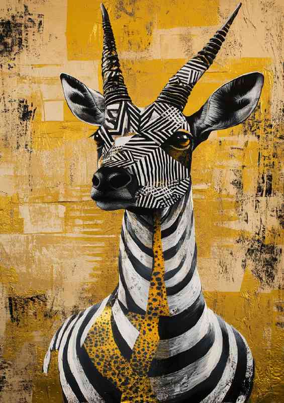 A surrealistic painting of an African antelope with stripes | Metal Poster