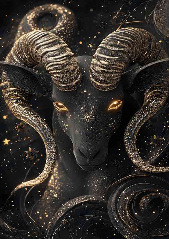 Black background black Aries zodiac | Metal Poster