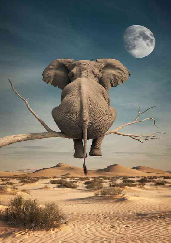 Elephant sitting on a branch | Poster