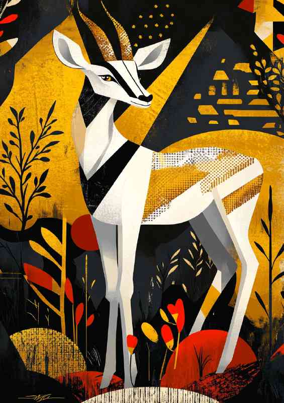 Full body shot of an antelope with golden patterns | Poster