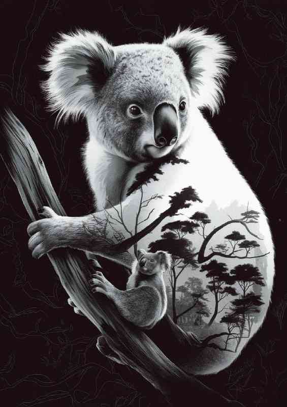 Koala bear clinging to a tree.png | Canvas