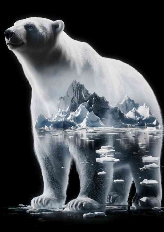 Polar bear seemingly within the ice | Metal Poster