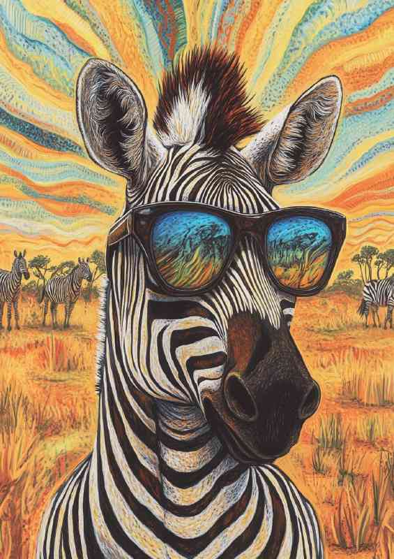 Zebra wearing sunglasses | Metal Poster