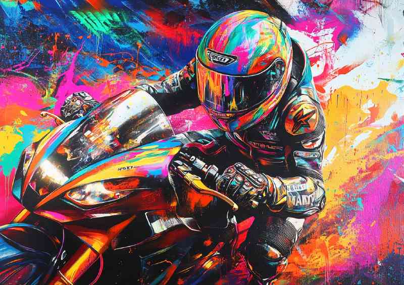 Graffiti style race bike | Metal Poster