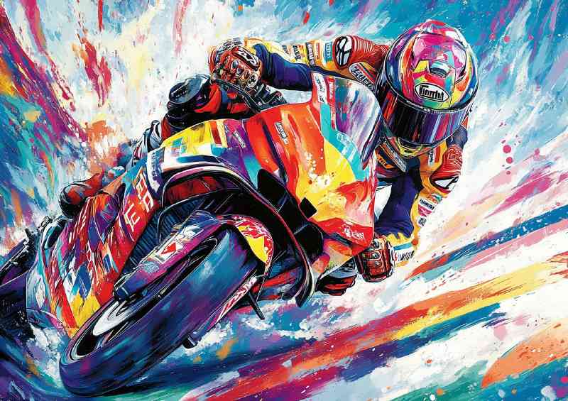 Graffitti style racing motorbike turning | Poster