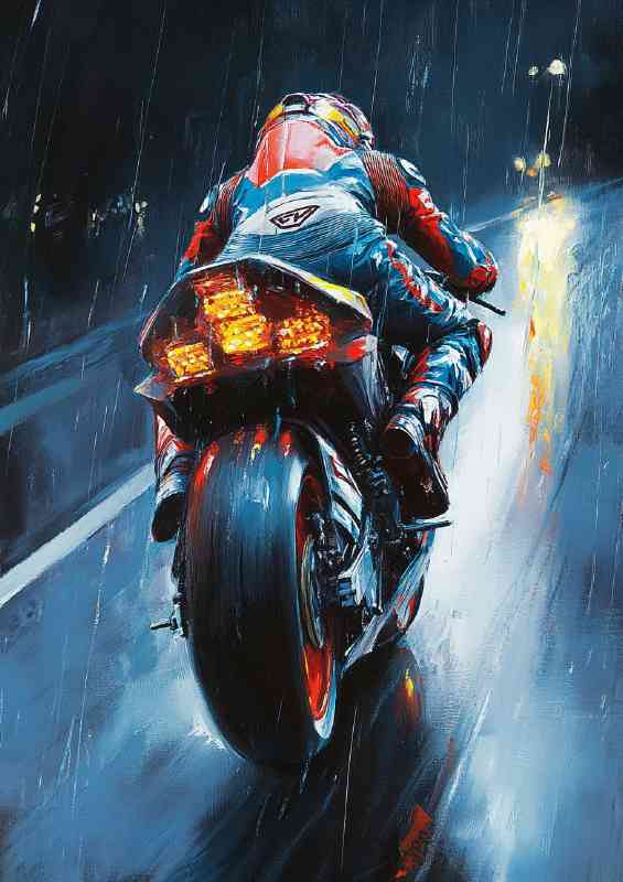 A vibrant oil painting of an racing motorbike | Di-Bond