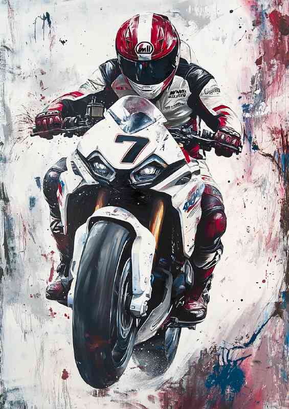 Abstract painting of BMW SFlat white and red colours | Canvas