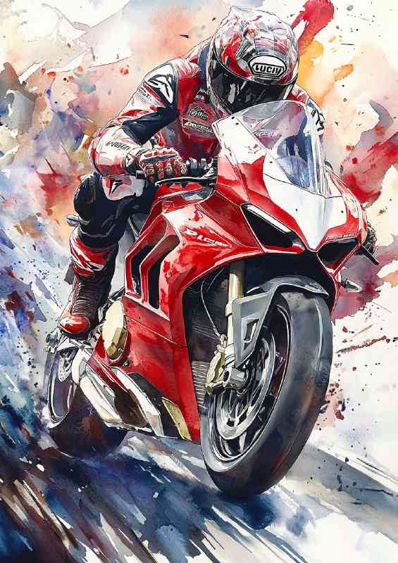 Ducati Panigale V4 a sportbike rider in action | Metal Poster