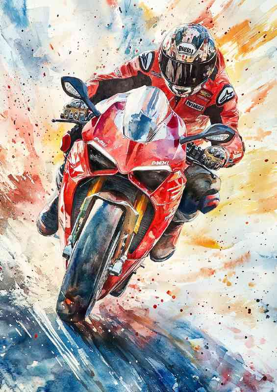 Ducati Panigale V4 a sportbike rider in action racing | Di-Bond