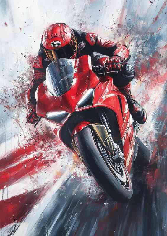 Ducati Panigale V4R oil painting depicting speed splashed | Canvas