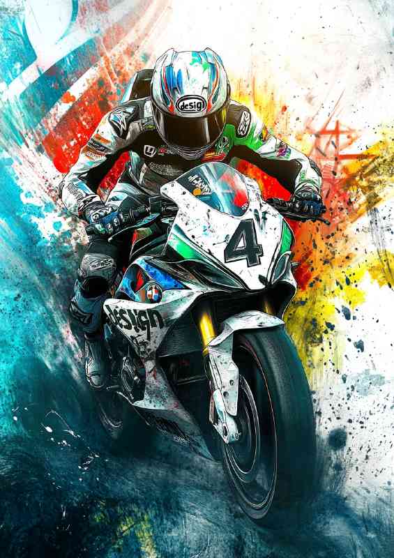 Moto Gp bike of R design with number 4 BMW M6 inspired graffiti paint | Metal Poster
