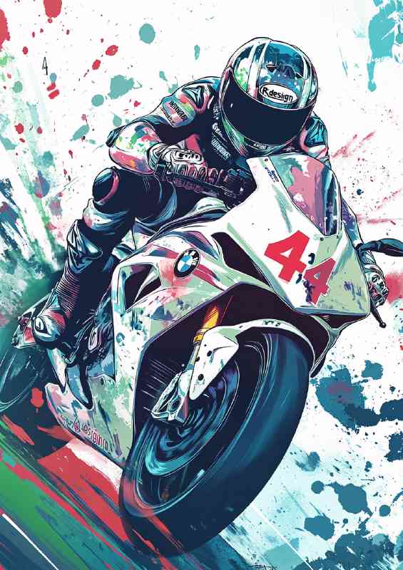 Moto Gp bike ofR design with number 4 BMW | Metal Poster
