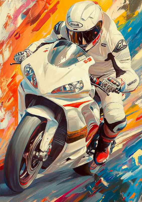 Racing motorbike rider | Canvas