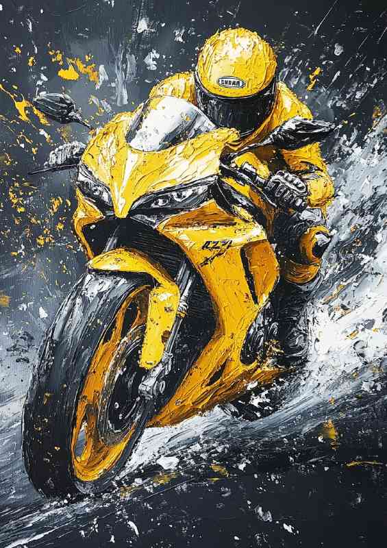 Ryvin R 750 Yellow painting in the style of art | Metal Poster