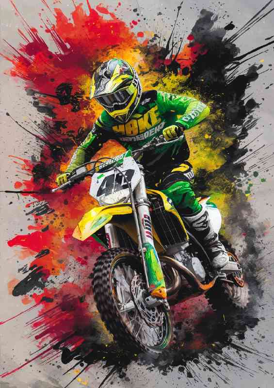 Watercolour dirt bike splashed art | Canvas