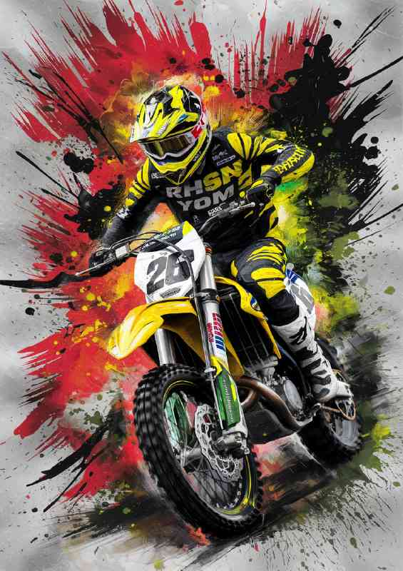 motocross bike in a race splash art | Canvas