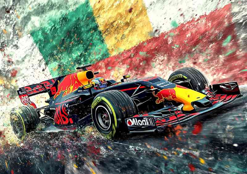 Futuristic Formula One car with the Mexican colours | Poster