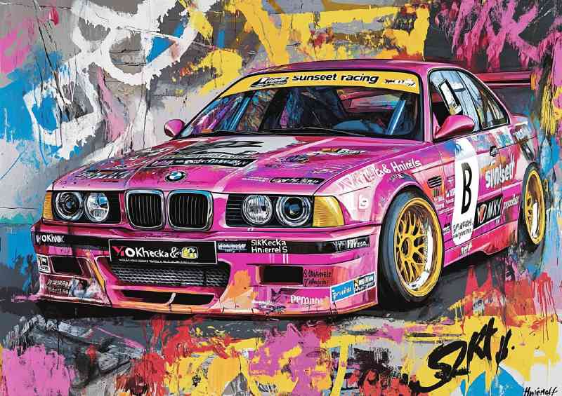 Graffiti painting of an E36 M5 race car | Di-Bond