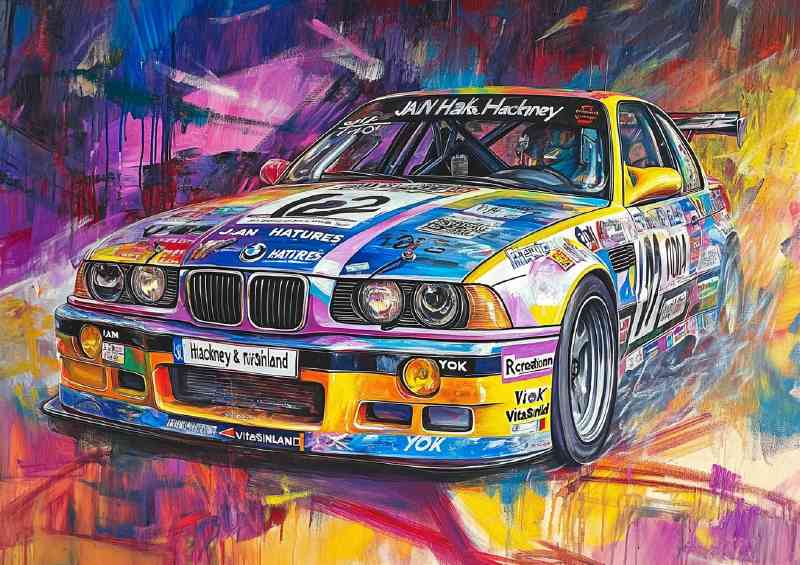 Painting of an E36 M3 race car | Metal Poster