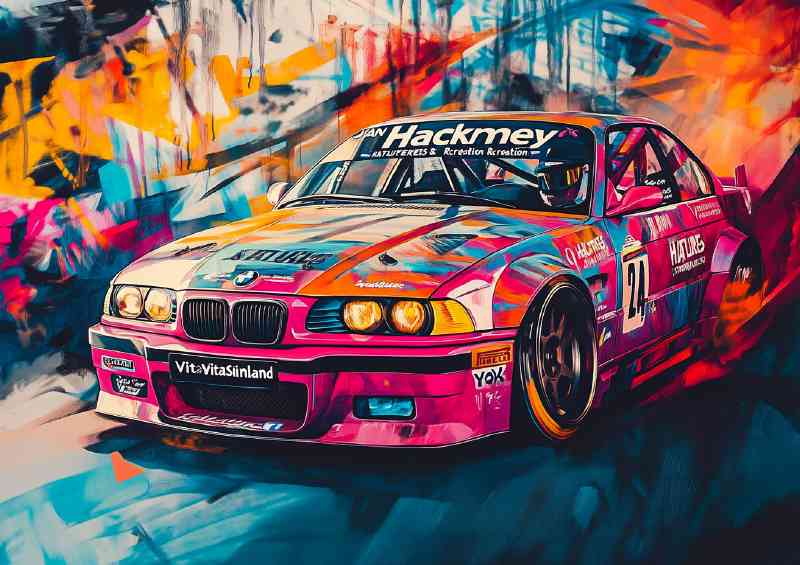Painting of an E36 M3 race car abstract | Di-Bond