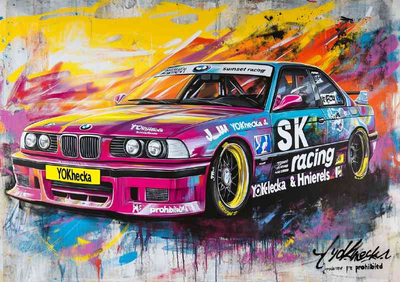 Painting of an E36 M5 race car | Metal Poster