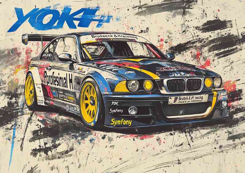 Painting of an old BMW M3 E46 race car | Metal Poster