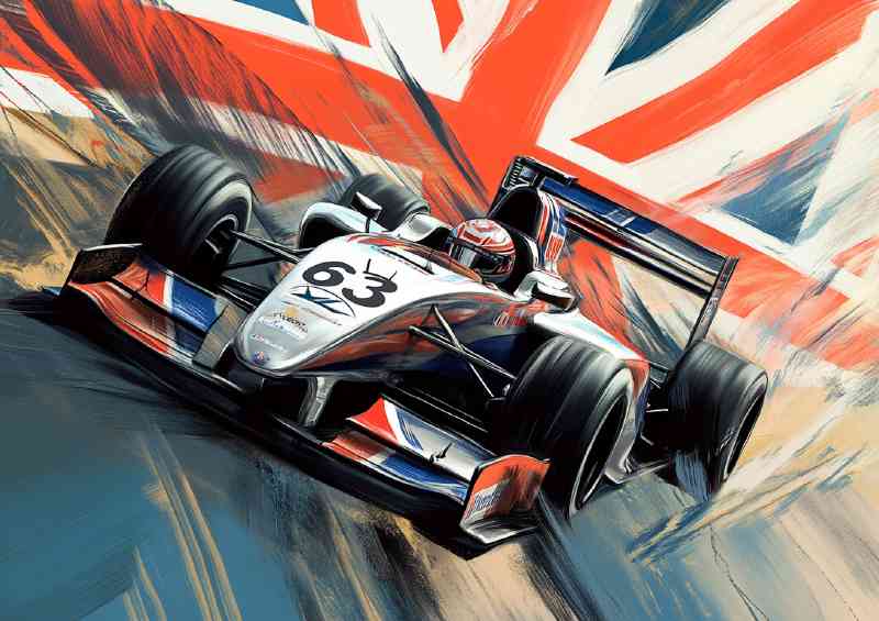 Racing formula one style with the british flag | Metal Poster
