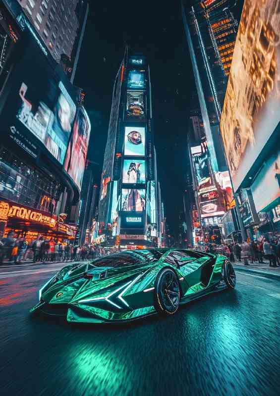 Lamborghini concept car bright lights big city | Di-Bond