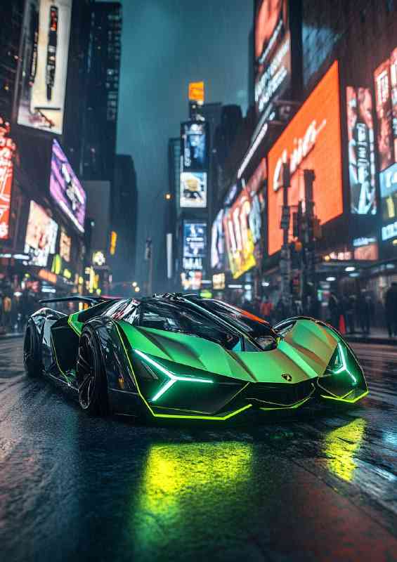 Photograph of the Lamborghini concept car in the city | Metal Poster