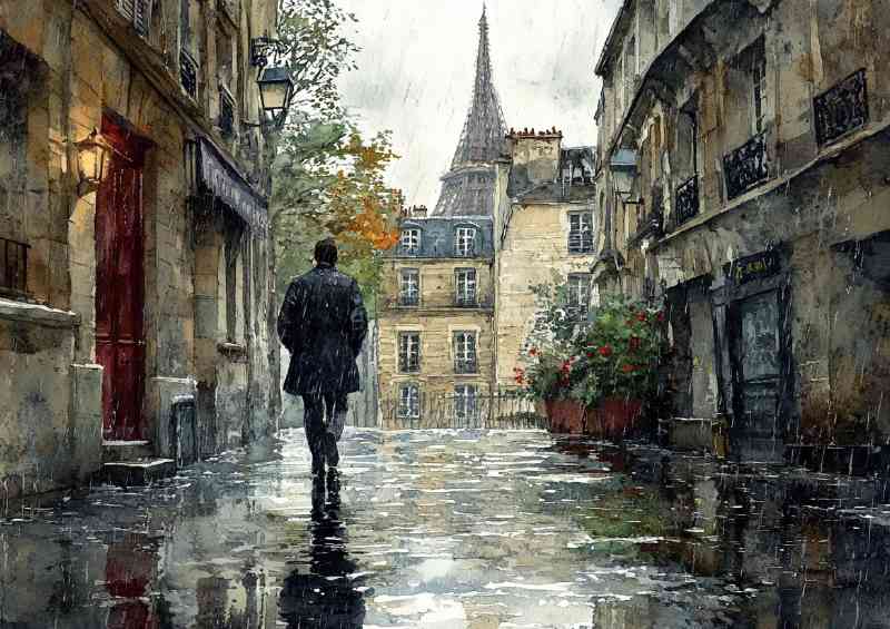Rainy day in Paris | Metal Poster